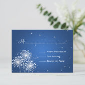 Elegante bruiloft RSVP Summer Sparkle Sapphire Blu Kaartje (Staand voorkant)