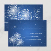 Elegante bruiloft RSVP Summer Sparkle Sapphire Blu Kaartje (Voorkant / Achterkant)