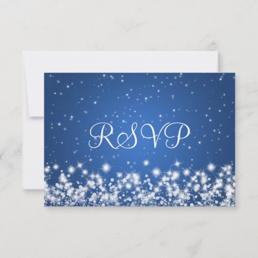 Elegante bruiloft RSVP Winter Sparkle Blue (Achterkant)