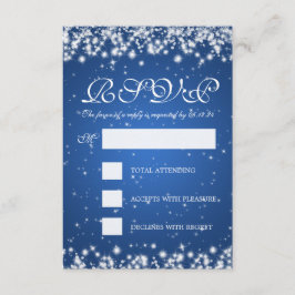Elegante bruiloft RSVP Winter Sparkle Blue Kaartje
