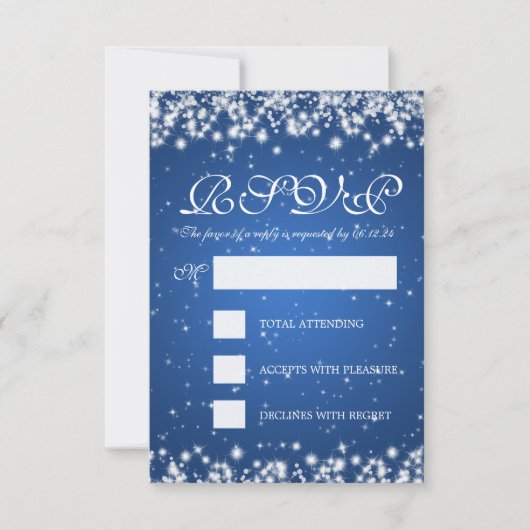 Elegante bruiloft RSVP Winter Sparkle Blue Kaartje (Voorkant)