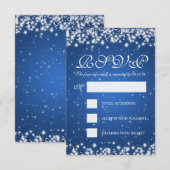Elegante bruiloft RSVP Winter Sparkle Blue Kaartje (Voorkant / Achterkant)