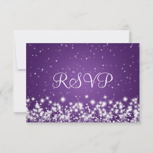 Elegante bruiloft RSVP Winter Sparkle Paarse (Achterkant)