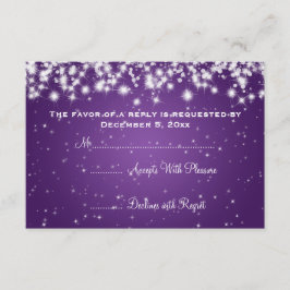 Elegante bruiloft RSVP Winter Sparkle Paarse Kaartje