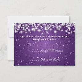 Elegante bruiloft RSVP Winter Sparkle Paarse Kaartje