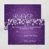 Elegante bruiloft RSVP Winter Sparkle Paarse Kaartje (Voorkant / Achterkant)