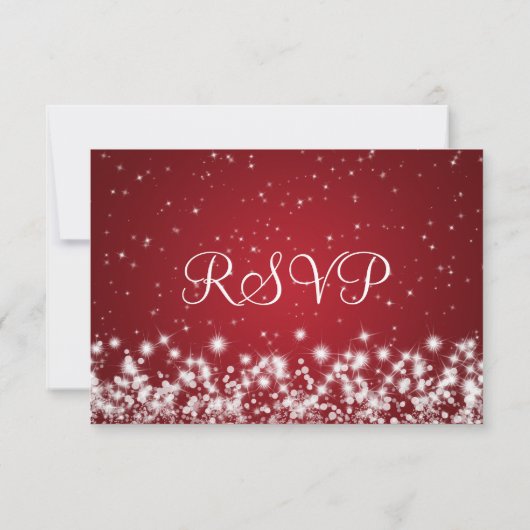 Elegante bruiloft RSVP Winter Sparkle Red (Achterkant)
