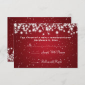 Elegante bruiloft RSVP Winter Sparkle Red (Voorkant / Achterkant)