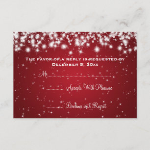 Elegante bruiloft RSVP Winter Sparkle Red Kaartje