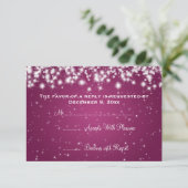 Elegante bruiloft RSVP Winter Sparkle Roze Kaartje (Staand voorkant)