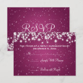 Elegante bruiloft RSVP Winter Sparkle Roze Kaartje (Voorkant / Achterkant)