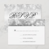 Elegante bruiloft RSVP Zilveren Shimmer Lights Kaartje (Voorkant / Achterkant)