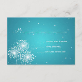 Elegante bruiloft RSVP Zomer Sparkle Turquoise Kaartje