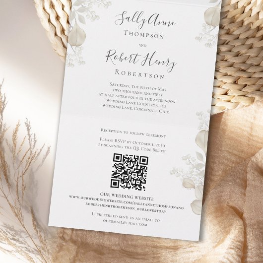 Elegante bruiloft Sage groen kalligrafie Script All In One Uitnodiging