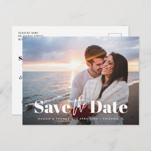 Elegante bruiloft save the date briefkaart (Voorkant / Achterkant)