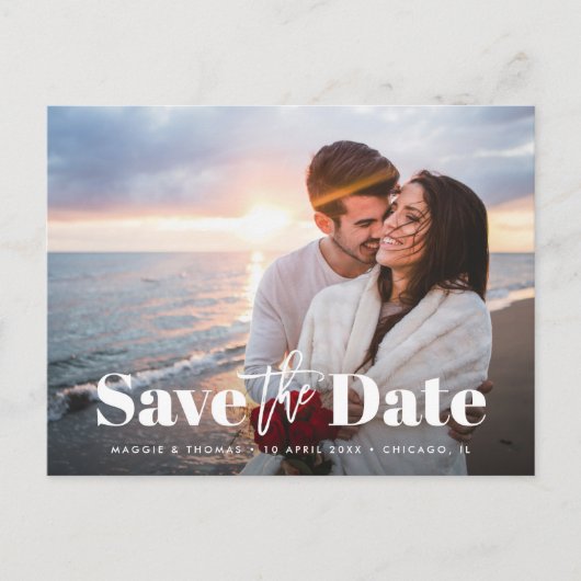 Elegante bruiloft save the date briefkaart (Voorkant)