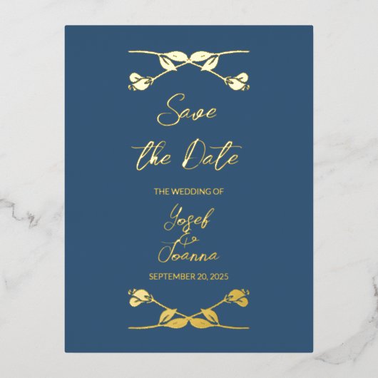 Elegante bruiloft Save the Date Folie Briefkaart (Voorkant)
