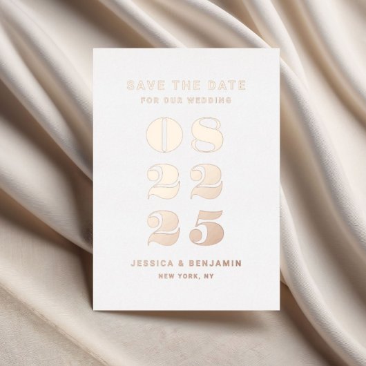 Elegante bruiloft Save the Date Roos Gold Folie Uitnodiging