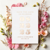 Elegante bruiloft Save the Date Roos Gold Folie Uitnodiging
