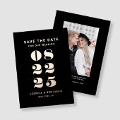 Elegante bruiloft Save the Date Zwart Roos Goud Folie Uitnodiging