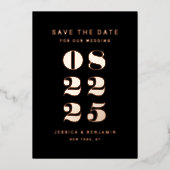 Elegante bruiloft Save the Date Zwart Roos Goud Folie Uitnodiging (Voorkant)
