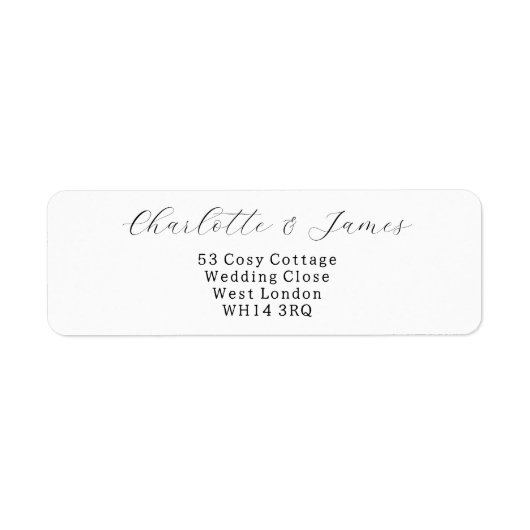 Elegante bruiloft script naam en adres etiket (Voorkant)