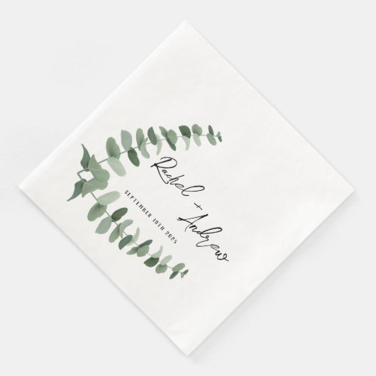 Elegante bruiloft servetten met eucalyptus ontwerp (Hoek)