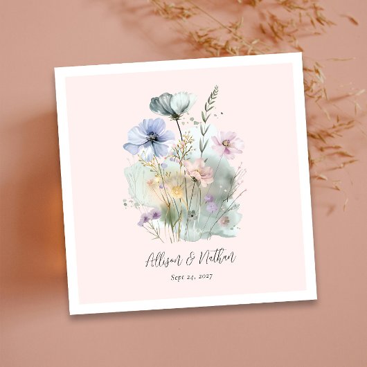 Elegante bruiloft servetten met Waterverf Wildflow