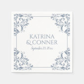 Elegante bruiloft servetten | Nadine (Dusty Blue)  (Voorkant)