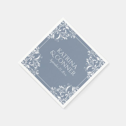 Elegante bruiloft servetten | Nadine (Dusty Blue) (Hoek)