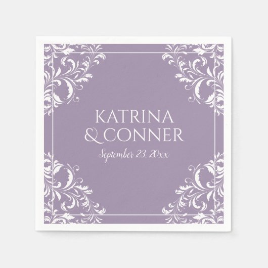 Elegante bruiloft servetten | Nadine (Lavendel) (Voorkant)