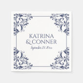 Elegante bruiloft servetten | Nadine (marineblauw) (Voorkant)