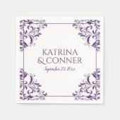 Elegante bruiloft servetten | Nadine (pruim / Paar (Voorkant)