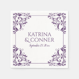 Elegante bruiloft servetten | Nadine (pruim / Paar