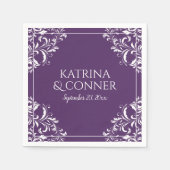 Elegante bruiloft servetten | Nadine (pruim / Paar (Voorkant)