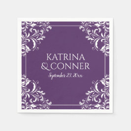 Elegante bruiloft servetten | Nadine (pruim / Paar