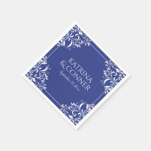 Elegante bruiloft servetten | Nadine (Royal Blue) (Hoek)