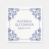 Elegante bruiloft servetten | Nadine (Royal Blue)  (Voorkant)