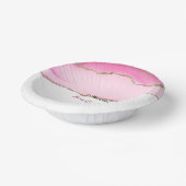 Elegante bruiloft servies roze & goud agaat steen papieren kommen (Gebogen)