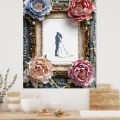 Elegante bruiloft silhouet in Lijst Poster (Keuken)