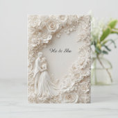 Elegante bruiloft silhouet met Bloemen Border Kaart (Staand voorkant)