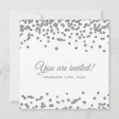 Elegante bruiloft Silver Faux Glitter Confetti Kaart (Achterkant)