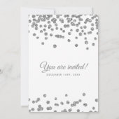 Elegante bruiloft Silver Faux Glitter Confetti Kaart (Achterkant)
