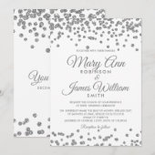 Elegante bruiloft Silver Faux Glitter Confetti Kaart (Voorkant / Achterkant)