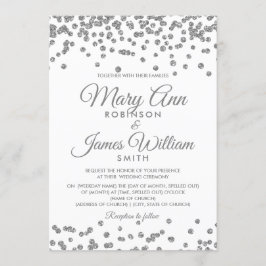 Elegante bruiloft Silver Faux Glitter Confetti Kaart