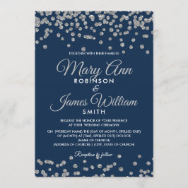 Elegante bruiloft Silver Faux Glitter Confetti Nav Kaart