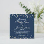 Elegante bruiloft Silver Faux Glitter Confetti Nav Kaart (Staand voorkant)