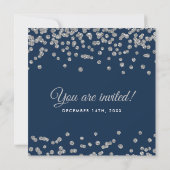 Elegante bruiloft Silver Faux Glitter Confetti Nav Kaart (Achterkant)