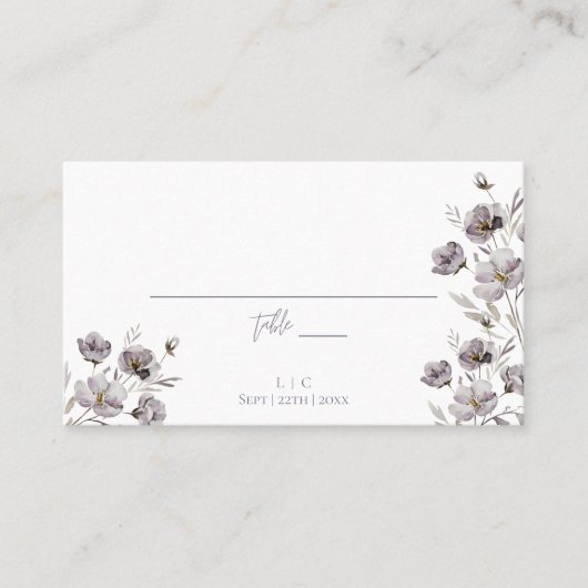 Elegante bruiloft somber grijs waterverf dank u plaatskaartje (Voorkant)