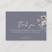 Elegante bruiloft somber grijs waterverf dank u plaatskaartje (Achterkant)